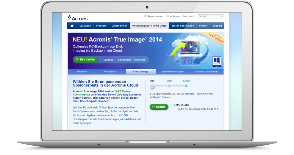 Acronis Webseite